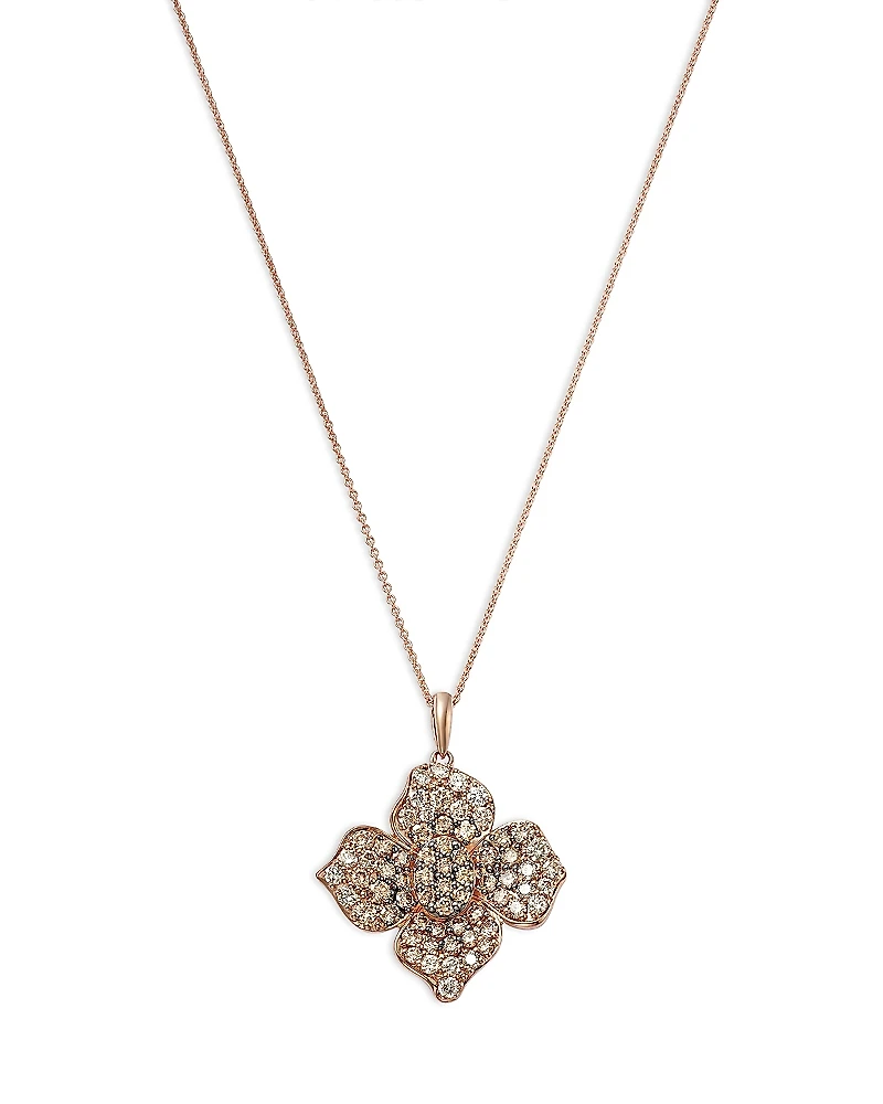 Bloomingdale's Fine Collection Brown Ombre Diamond Flower Pendant Necklace
