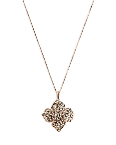 Bloomingdale's Fine Collection Brown Ombre Diamond Flower Pendant Necklace