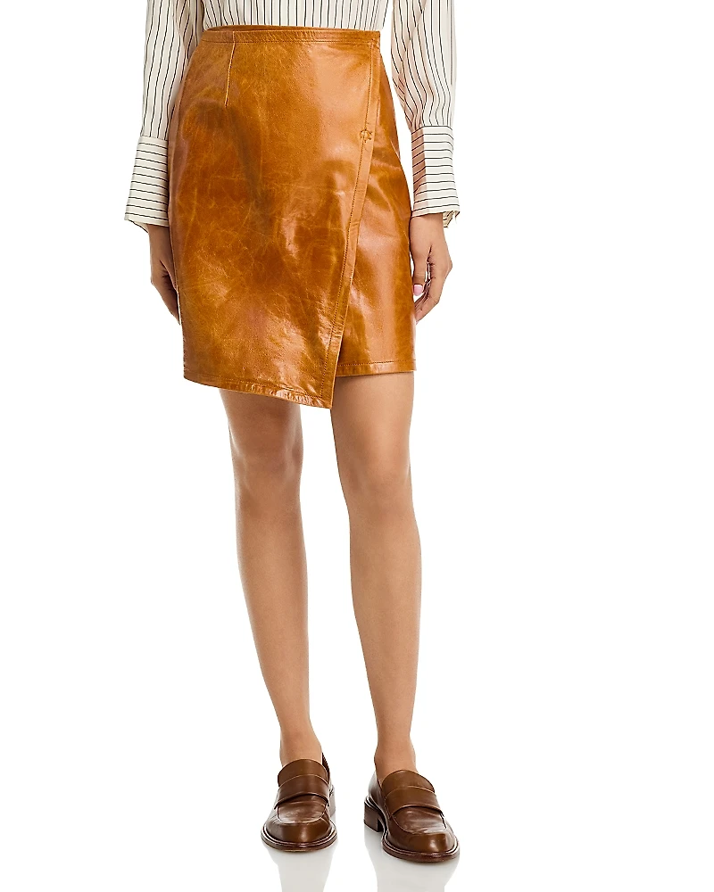 Co Leather Wrap Skirt