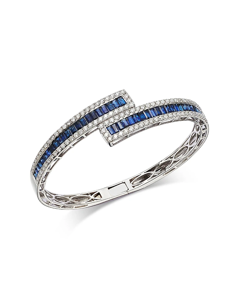 Bloomingdale's Fine Collection Luxe Collection Blue Sapphire & Diamond Bypass Bracelet