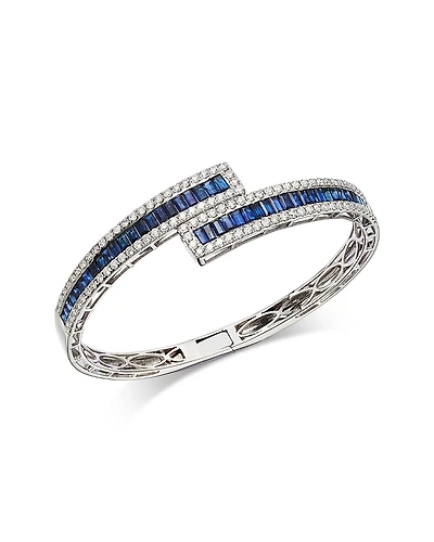 Bloomingdale's Fine Collection Luxe Collection Blue Sapphire & Diamond Bypass Bracelet
