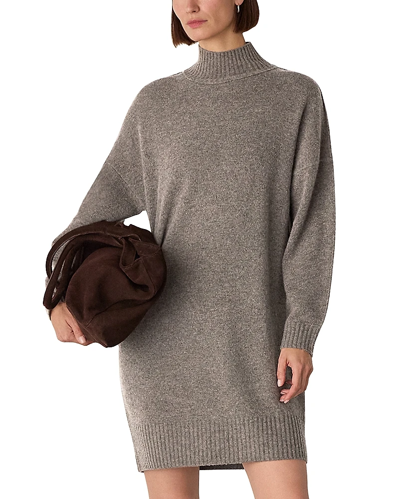 Whistles Funnel Neck Wool Mini Dress