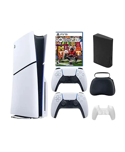 Sony PlayStation 5 Slim Disc Bundle with College Football 26 Game, Accessories and Extra Controller