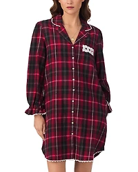 Eileen West Long Sleeve Cotton Flannel Notch Collar Nightshirt