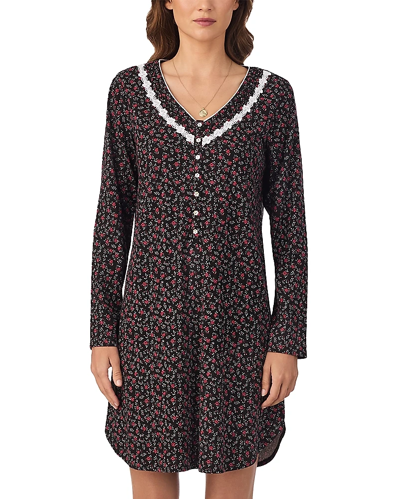 Eileen West Long Sleeve Cotton Jersey Nightshirt