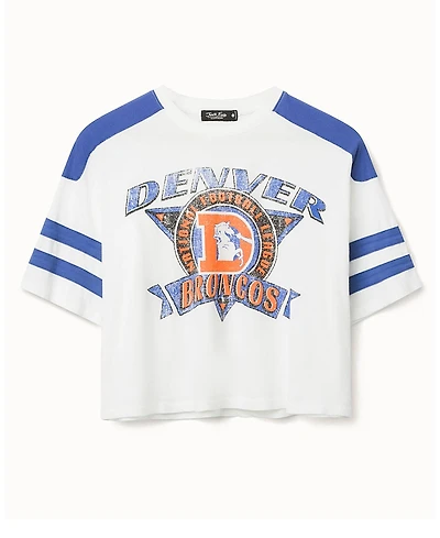 Junk Food Clothing Women's Nfl Denver Broncos Striped Crop Tee