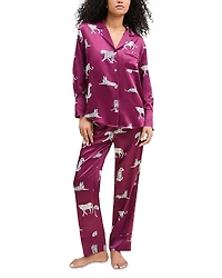 Petite Plume Silk Merlot Panther Pajama Set