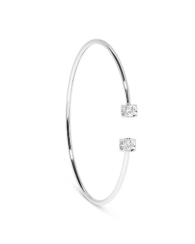 Dinh Van 18K White Gold Le Cube Diamant Diamond Cube Wire Cuff Bracelet