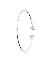 Dinh Van 18K White Gold Le Cube Diamant Diamond Cube Wire Cuff Bracelet