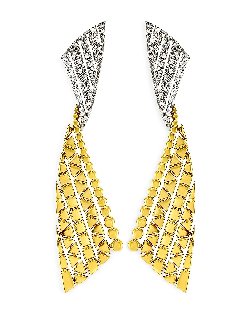 Etho Maria 18K White & Yellow Gold Reflexion Diamond Multirow Statement Earrings