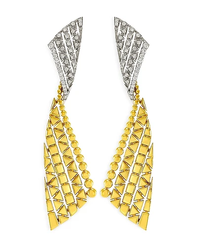 Etho Maria 18K White & Yellow Gold Reflexion Diamond Multirow Statement Earrings