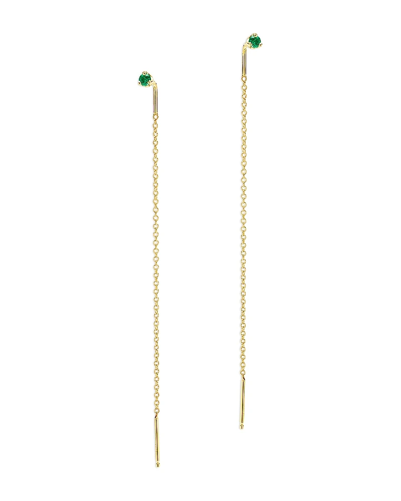 Zoe Chicco 14K Yellow Gold Emerald Gemstones Emerald Threader Earrings