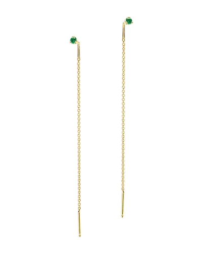 Zoe Chicco 14K Yellow Gold Emerald Gemstones Emerald Threader Earrings