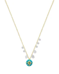 Meira T 14K White & Yellow Gold Turquoise, Emerald, & Diamond Dangle Pendant Necklace, 16-18