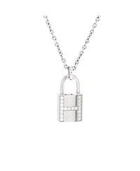 Pre-Owned HERMES Amulettes Cadenas Pendant Necklace 18K White Gold with Diamonds, 15.75 - 15