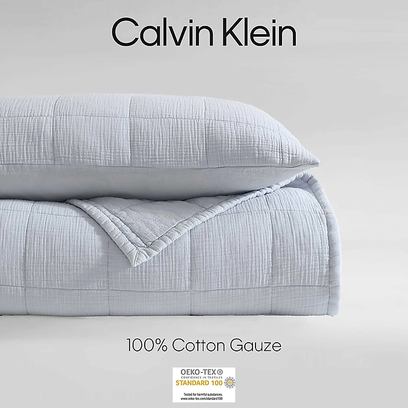 Calvin Klein Cotton Gauze Solid 3 Piece Quilt Set