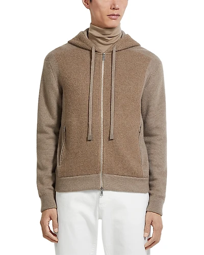 Zegna Melange Oasi Cashmere Full Zip Hoodie