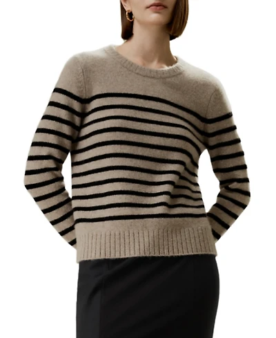 Lilysilk Striped Round Collar Cashmere Sweater