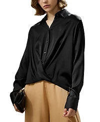 Lilysilk Hem Pleated Silk Blouse