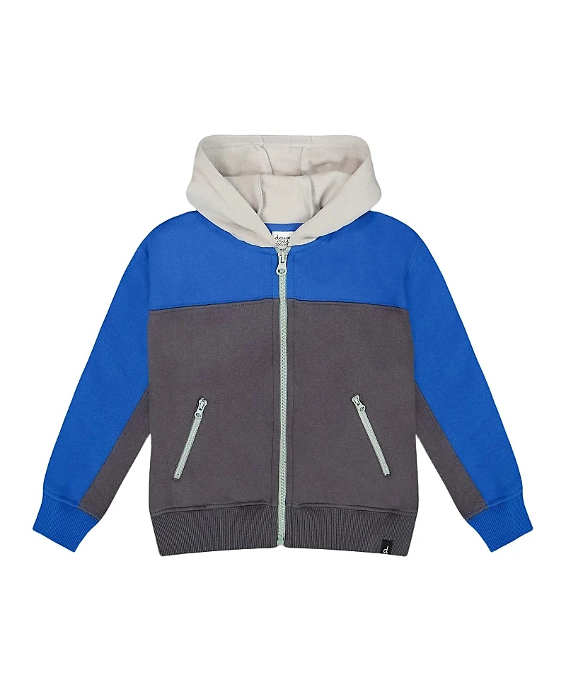 Deux par Boys' Color Blocked Zip Front Fleece Hoodie - Baby
