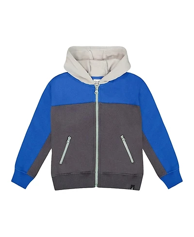 Deux par Boys' Color Blocked Zip Front Fleece Hoodie - Baby