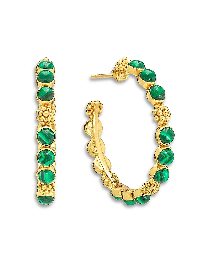 Capucine De Wulf Malachite Berry Gem Medium Hoop Earrings