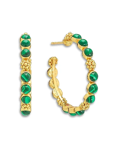 Capucine De Wulf Malachite Berry Gem Medium Hoop Earrings
