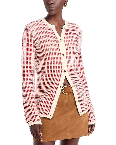 Ramy Brook Ivy Wool Blend Crewneck Cardigan Sweater