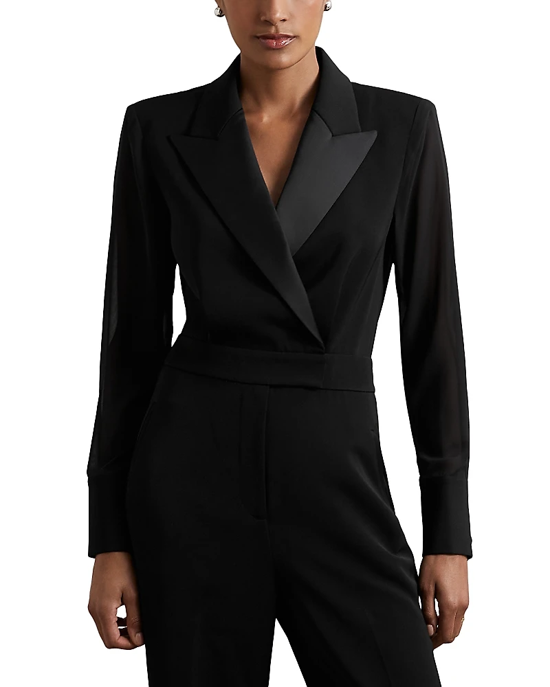 Reiss Perla Sheer Sleeve Jumpsuit