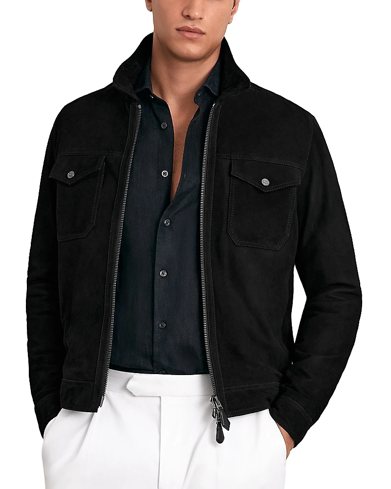 Reiss Pike Suede Zip Through Jacket