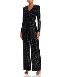 Eliza J Long Sleeve Sequin Jumpsuit