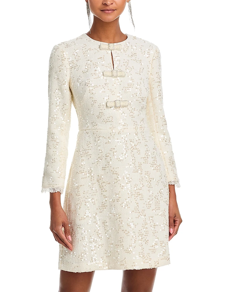 Eliza J Long Sleeved Bow Detail Fit-and-Flare Dress