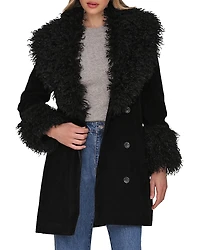 Avec Les Filles Faux Fur Trim Coat