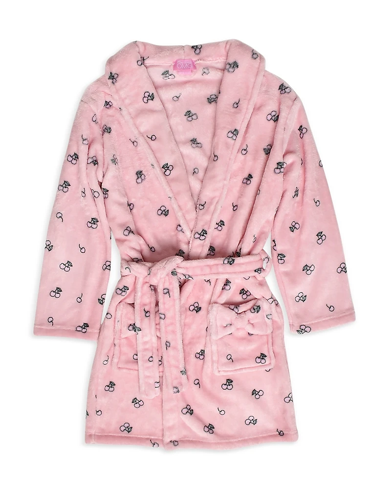 Omg Accessories Girls' Cherry Print Bath Robe - Big Kid