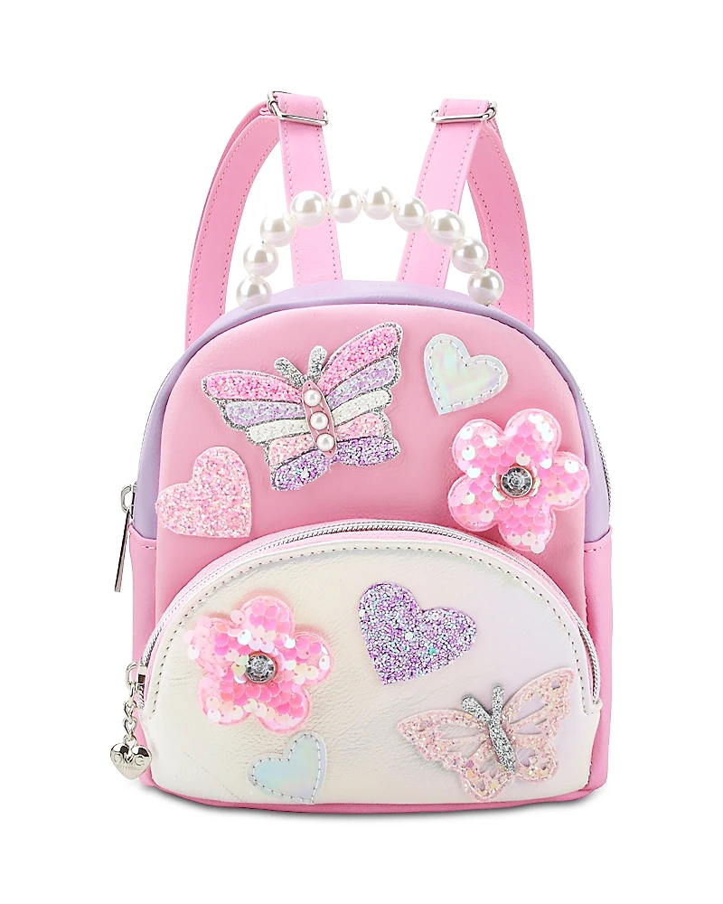 Omg Accessories Girls' Butterfly Pearl Top Handle Micro Mini Backpack