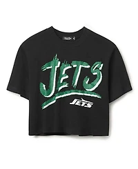 Junk Food Clothing Women's Nfl New York Jets Thrill Mock Neck Crop Tee