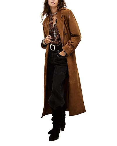 ba & sh Maina Suede Trench Coat