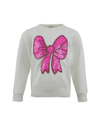 Lola + The Boys Girls' Pinky Big Bow Sweater - Little Kid, Kid
