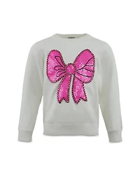 Lola + The Boys Girls' Pinky Big Bow Sweater - Little Kid, Kid