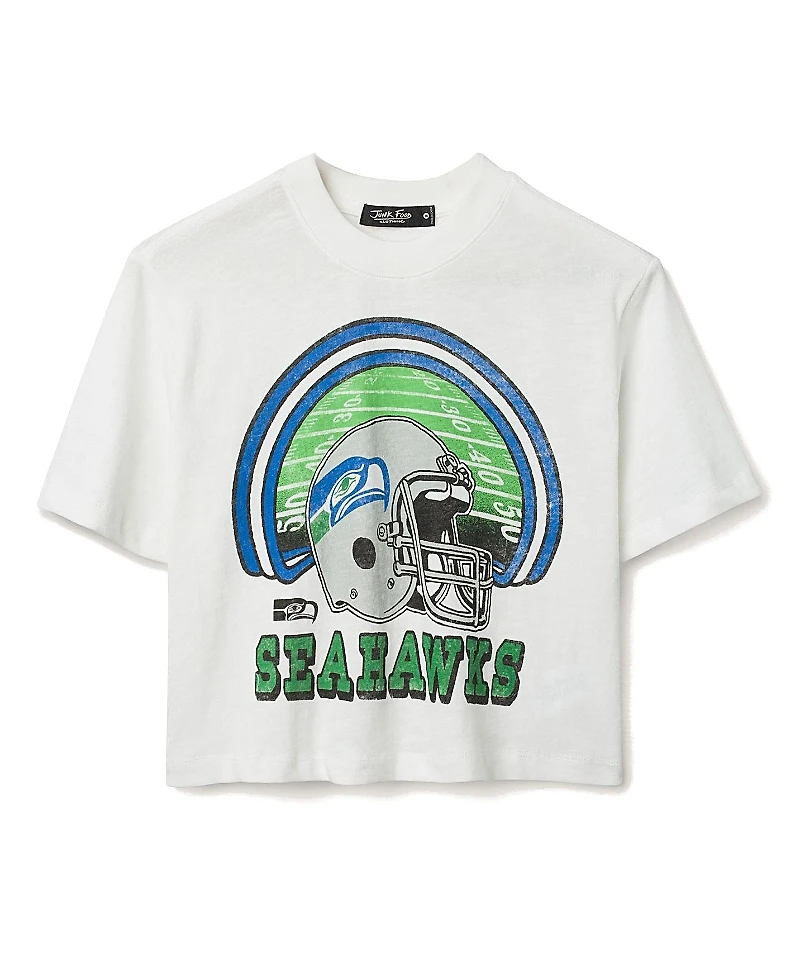 Junk Food Clothing Women's Nfl Seattle Seahawks Game Time Mock Neck Crop Tee