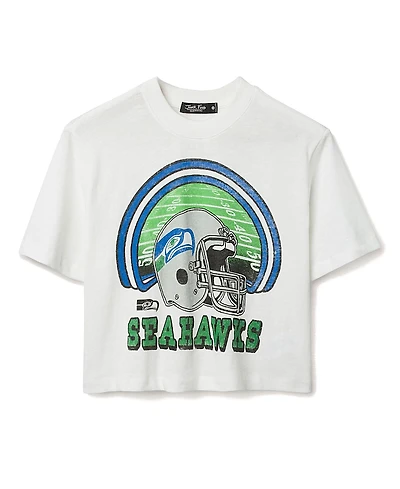 Junk Food Clothing Women's Nfl Seattle Seahawks Game Time Mock Neck Crop Tee