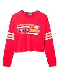 Junk Food Clothing Women's Nfl San Francisco 49ers Retro Crop Fleece Sweatshirt