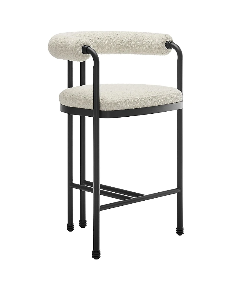 Modway Turin Curved Back Boucle and Metal Counter Stool