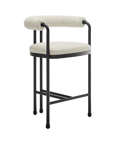 Modway Turin Curved Back Boucle and Metal Counter Stool
