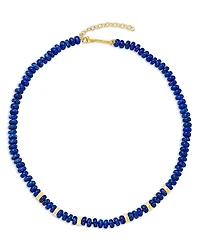Zoe Chicco 14K Yellow Gold Lapis Rondelle Bead Collar Necklace, 16-18