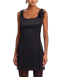 Rotate Satin Floral Applique Dress