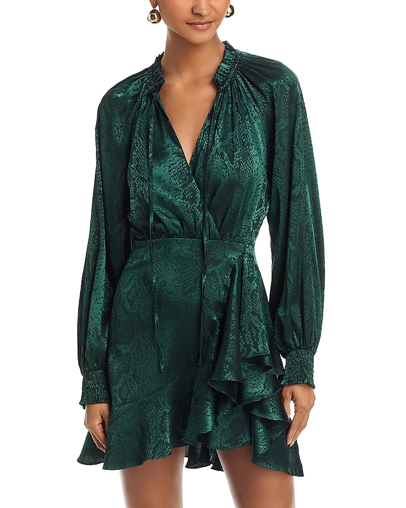 Aqua Ruffled Faux Wrap Dress - Exclusive