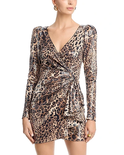 Aqua Sequined Animal Print Dress - Exclusive
