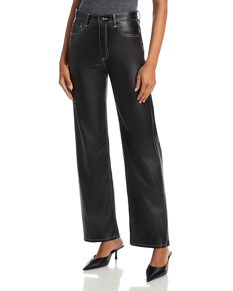 rag & bone Shea High Rise Faux Leather Straight Leg Jeans