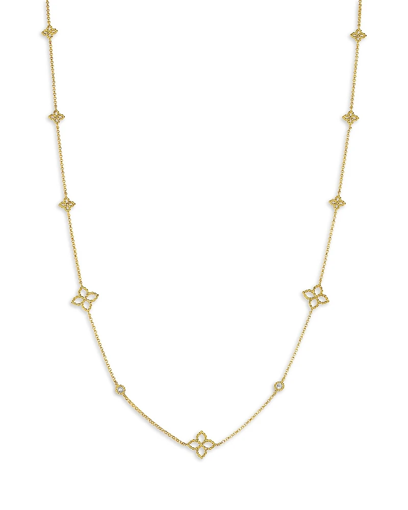 Roberto Coin 18K Yellow Gold Principessa Diamond Flower Chain Link Necklace, 16-18